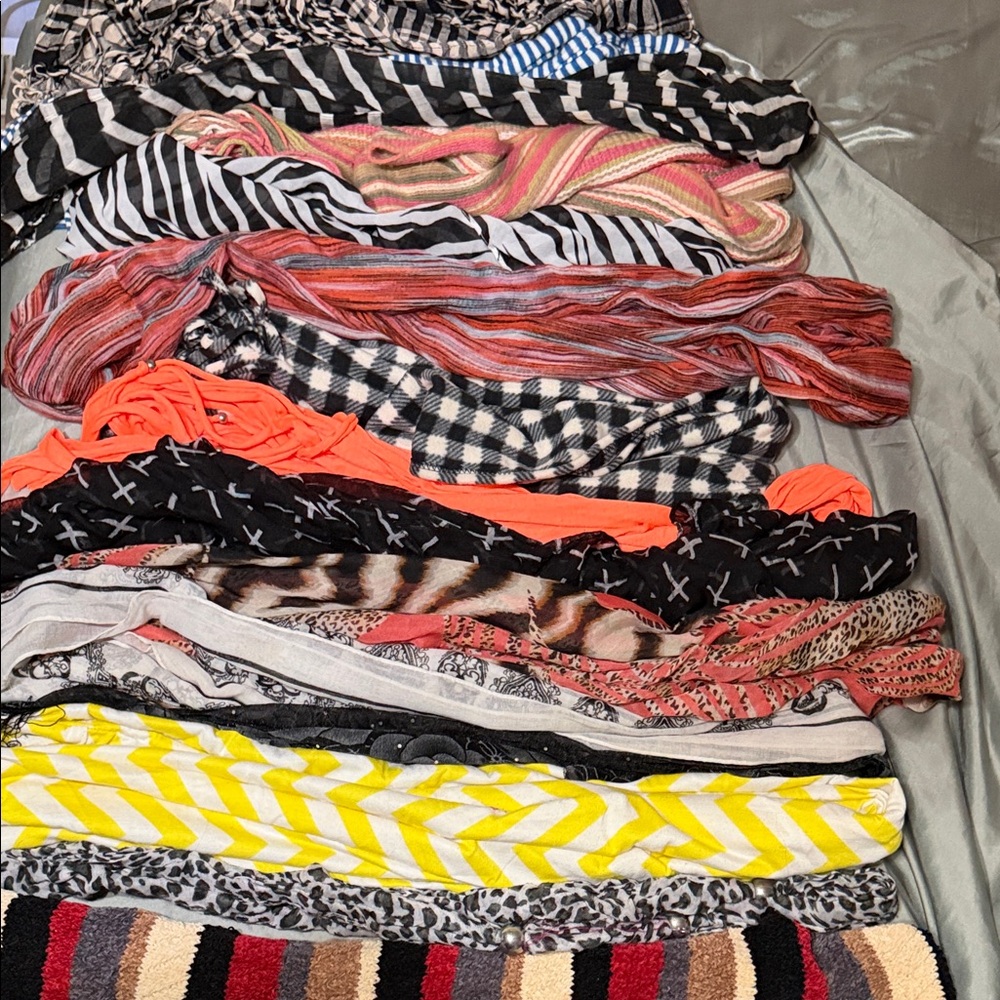 15 Colorful Patterned Scarves Collection (15 scarves total)